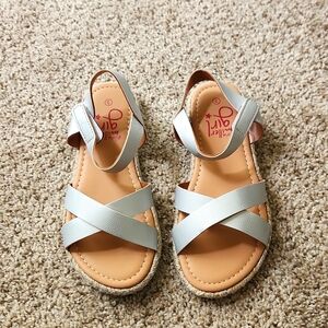 Girls Silver Cross Strap Sandals